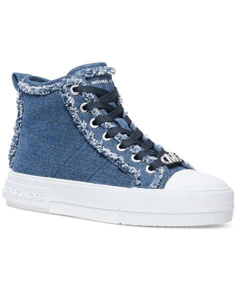 michael michael kors women's evy high top sneakers|Michael Kors denim sneakers.